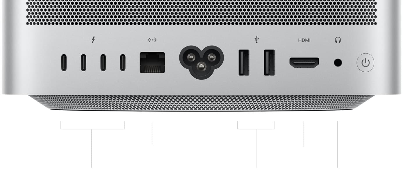 Mac Studio, Thunderbolt 5 и другие разъёмы на задней панели
