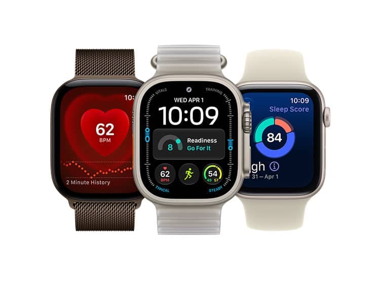 Три модели Apple Watch с разными циферблатами