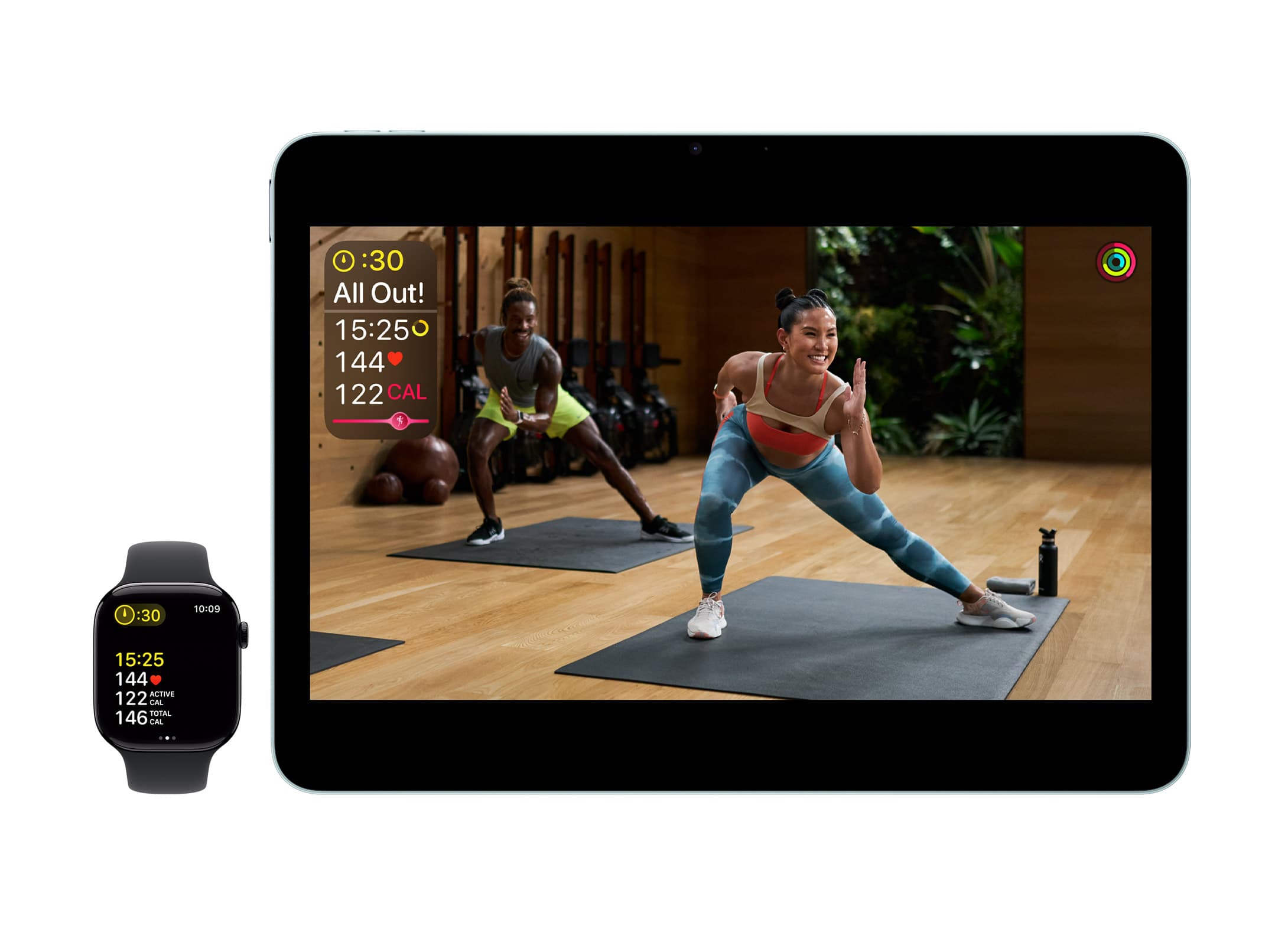 iPad и Apple Watch во время тренировки
