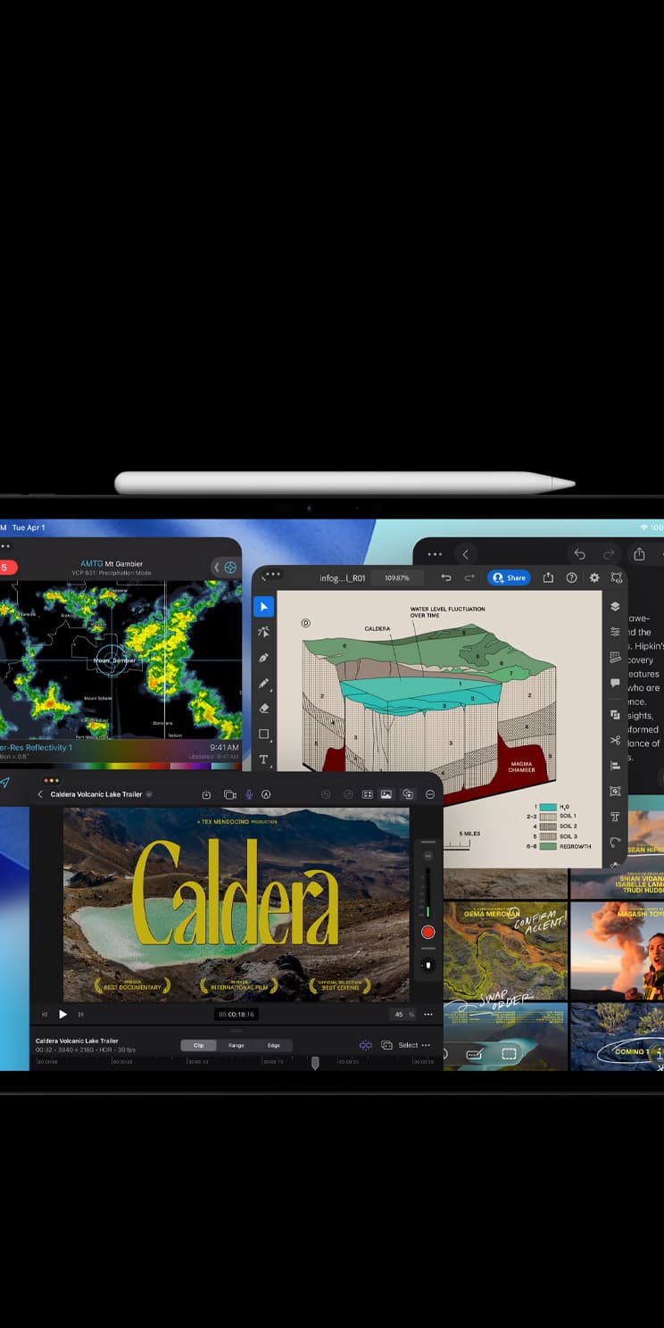 Окна приложений на экране iPad
