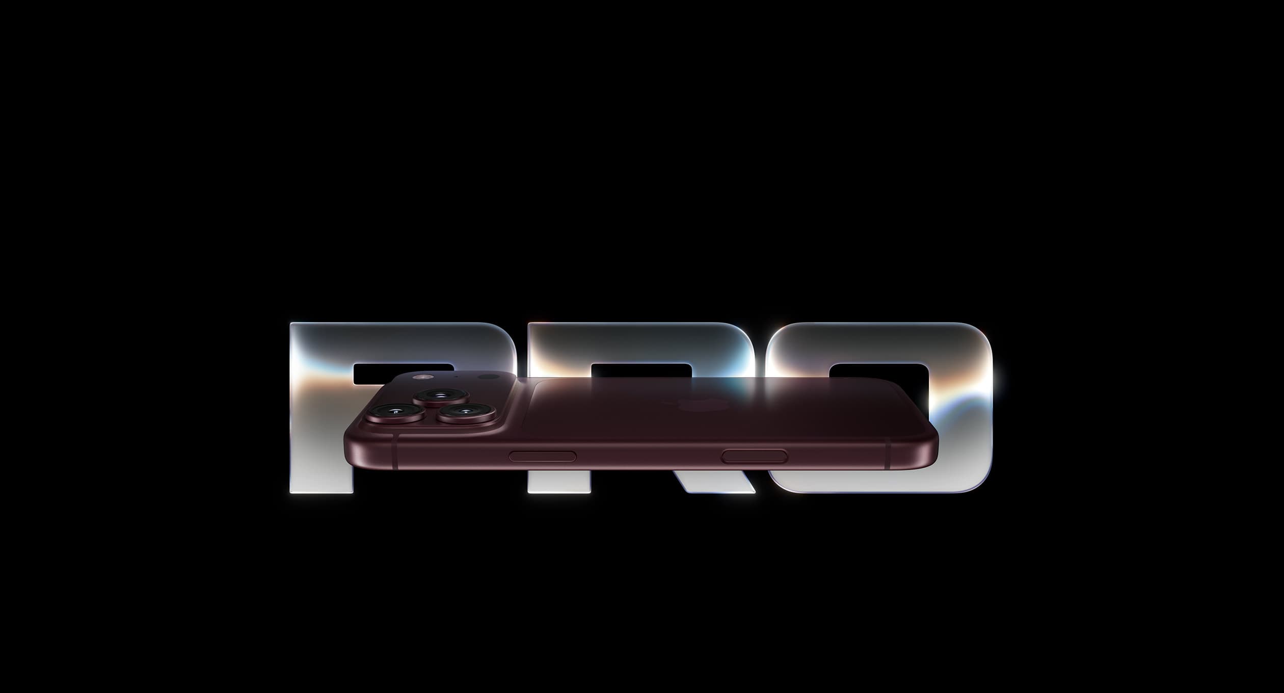 iPhone 18 Pro в цвете Burgundy на фоне надписи PRO